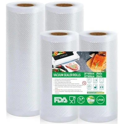 Imagen de Votoko Rollos al Vacio para Envasadora Vacío, 28cm(12m) + 20cm(12m) Bolsas de Gofradas Conservación Alimentos y Sous Vide Cocina &amp; Boilable, BPA Free