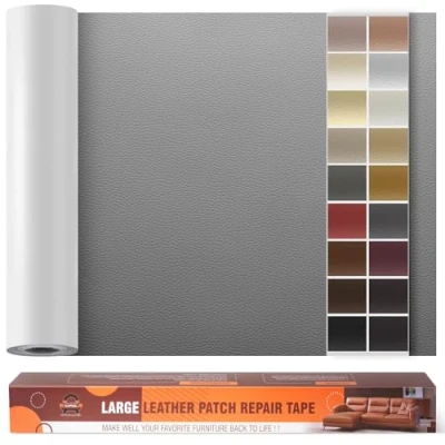 Imagen de Kit de Reparación Cuero Grande, Cinta Autoadhesivo 60 x 300 cm, para Parches Muebles, Asientos Automóviles, Gris oscuro