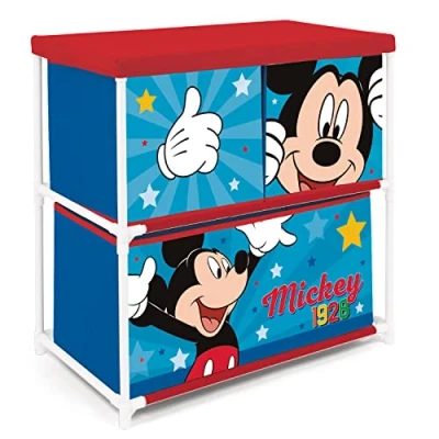 Imagen de ARDITEX Estantería Infantil Disney Mickey Mouse con 3 Cajas de Tela para Libros, Juguetes, Pelotas, Ropa, Zapatos 53 x 30 60 cm