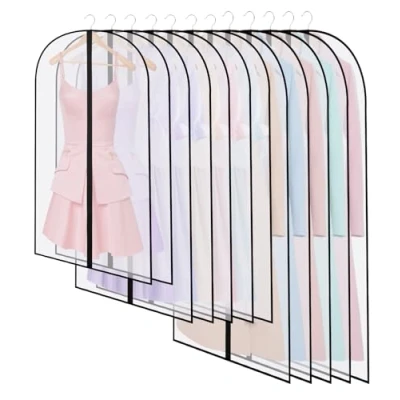 Imagen de SOBEAU 12 Fundas de Ropa, Ropa Armario Transparente 60 x 120/100/80 cm, Bolsas Guardar Antipolvo Impermeable Camisas, Bolsa para Traje, Vestidos, Camisas,Noche, Negro
