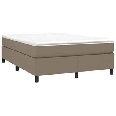 Imagen de vidaXL Estructura de Cama, Somier Matrimonio Listones, Base Cama Tapizada, Mueble para Dormitorio Hogar, Tela Gris Taupe 140x190 cm