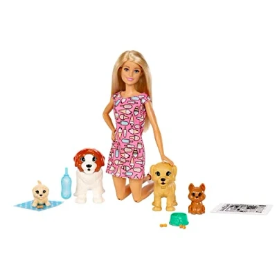 Imagen de Barbie y su guardería de Perritos, muñeca con Mascotas Accesorios (Mattel FXH08)
