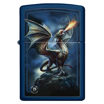Imagen de ZIPPO Dragon Design Color Image/Chrome out Navy Matte Mechero de tormenta, Recargable, en Caja Regalo