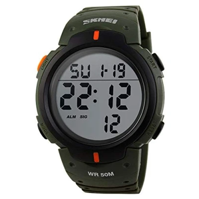 Imagen de Reloj Deportivo Digital para Hombre con Pantalla LED de Gran tamaño y Esfera Militar, Resistente al Agua, Casual, Luminoso, Alarma cronómetro, Simple Militar