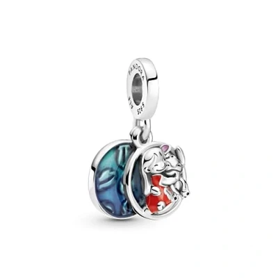 Imagen de Pandora Disney Colgante con diseño de Lilo y Stitch en plata ley esmalte rojo, morado azul transparente