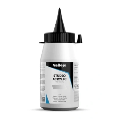 Imagen de vallejo Colores acrílicos studio 500ml, color blanco de titanio