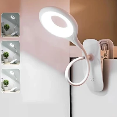Imagen de ChaneeHann Luz de Lectura, USB Recargable Lampara Pinza, Lectura Cama con 3 Niveles Brillo, Panel Táctil Libro, Brazo Flexible Ajustable en 360 para Estudio y Trabajo