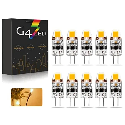 Imagen de Bombillas LED G4, AC/DC 12 24V 2W Regulable G4 Blanco cálido 3000K 180LM, Reemplazo para Halógenas De 20W, Sin Parpadeo, 10 Piezas