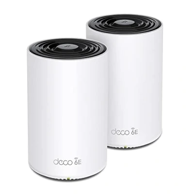 Imagen de TP Link Deco XE75 Pro(2 Pack) WiFi 6E AI Mesh AXE5400 Mbps, 1x Puerto 2.5Gbps,2X 1 Gigabit, 6GHz,Triple Banda Real, Cobertura de 510 m2, Fácil Instalación,hasta 200 Dispositivos
