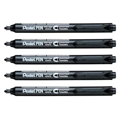 Imagen de Pentel NXS15 Lote de 3 rotuladores permanentes retráctiles, color negro