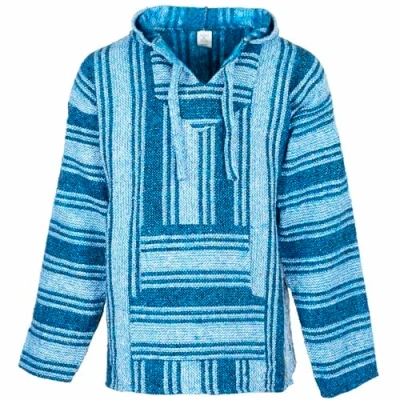 Imagen de Siesta Baja Sudadera con Capucha Mexicana Hippie Festival Jumper para Hombre y Mujer (Azul Brillante, XL)