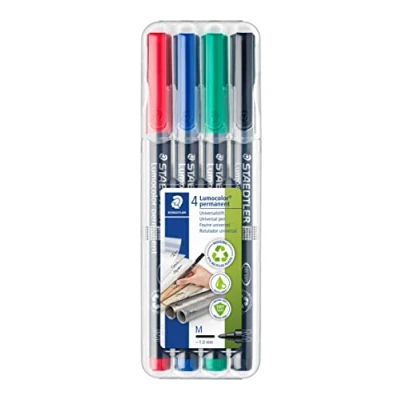 Imagen de STAEDTLER Lumocolor 317 WP4. Rotuladores de punta fina colores. Estuche con 4 colores (317 WP4 ST)
