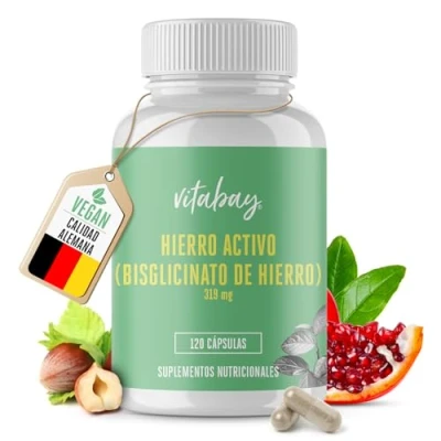 Imagen de Vitabay Hierro Suplemento Alta Dosis 50mg 120 Capsulas Vegano 319mg Bisglicinato Suplementos de Probados en Laboratorio Iron Supplement Complemento