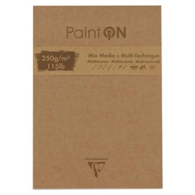 Imagen de Clairefontaine 975173C Bloc Paint&#039;On 50 hojas de colores surtidos pegadas y flecos 1 lado 17 6 x 25 cm, tapa kraft
