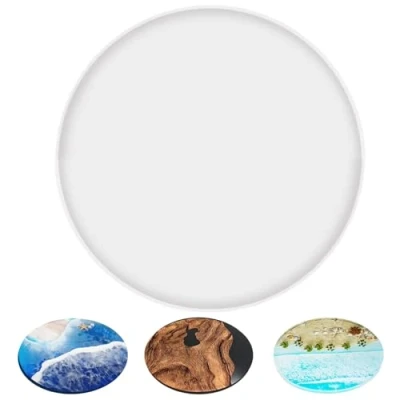 Imagen de molde de silicona grande resina epoxi DIY posavasos moldes bandeja redondo fundición esférica para hacer posavasos,