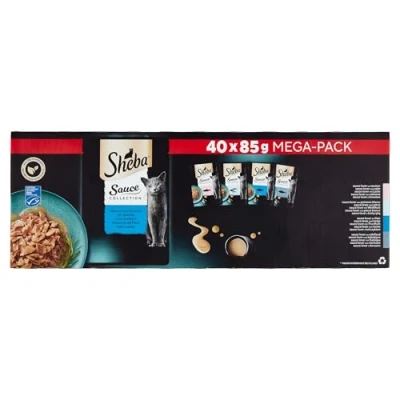 Imagen de Sheba Sauce Collection Bolsas frescura Comida húmeda Selección de Pescado para Gato Adulto 4 variedades 40x85g