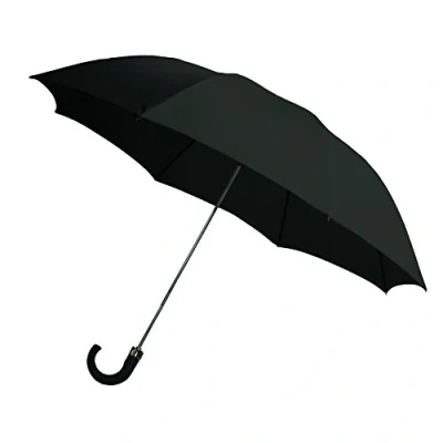 Imagen de Rainbrella Compact Paraguas de Apertura automática 42 Pulgadas con Funda Almacenamiento y Mango Gancho plástico, Color Negro, Unisex Adulto, 107 cm