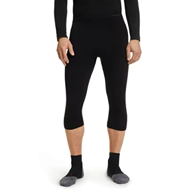 Imagen de FALKE Wool Tech Light 3/4 M TI lana hilo funcional secado rápido 1 pieza, Capa de base inferior Hombre, Negro (Black 3000), S