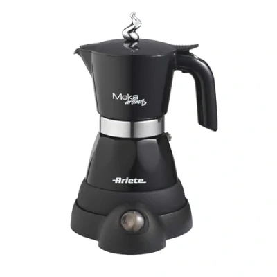 Imagen de Ariete 1358 11 Cafetera eléctrica moka aroma, capacidad 4 tazas, 400W, base inalámbrica, negra