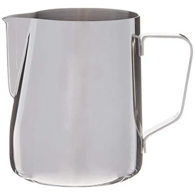 Imagen de Rhinowares jarra de leche profesional 600 ml, espuma acero inoxidable y taza medidora. Úsalo con tu cafetera o espumador para un capuchino, café blanco plano