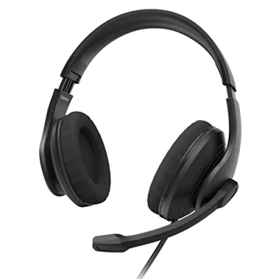 Imagen de Auriculares Hama HS USB300 V2, Circumaurales, Estéreo, USB, Cable, Botón Mute, Negro