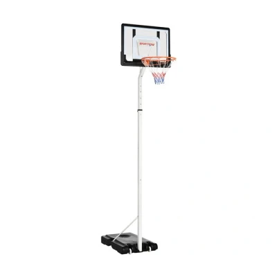 Imagen de SPORTNOW Canasta de Baloncesto con Ruedas Altura Ajustable 245 305 cm Aro Portátil Tablero PVC y Base Rellenable para Exteriores 90x83x310 360 Blanco