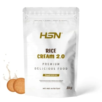 Imagen de HSN Crema de Arroz 2.0 Galleta 3 Kg = 100 Tomas por Envase Sin Azúcares Añadidos, 100% Carbohidratos Puros Textura Extra Fina y Cremosa Ideal Rice Porridge No GMO, Vegana, Gluten