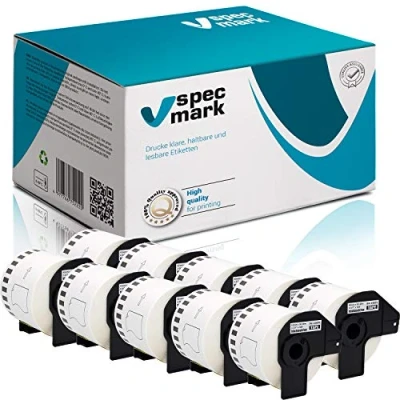 Imagen de specmark 10 rollos de etiquetas continuas compatibles con Brother DK 44605, 62 mm x 30,48 m, para todas las impresoras QL: QL 570, 700 y 800