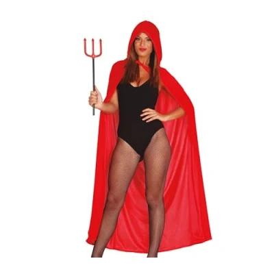 Imagen de Fiestas GUIRCA Capa con Capucha de Terciopelo (130 cm) Accesorio Disfraz para Halloween y Diablos Demonios Ideal Adulto Unisex Rojo