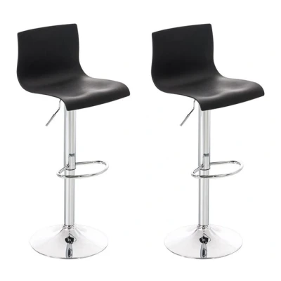 Imagen de CLP Set 2X Taburetes De Bar Hover con Asiento Polipropileno I 2 Regulables En Altura Altos Giratorios Color:, Color:Negro