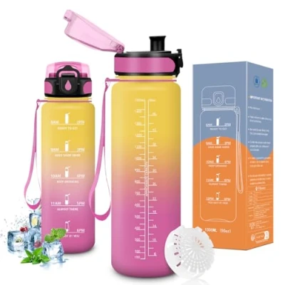 Imagen de Vikaster Cantimplora de Fitness, Botella 1500 ml, Grande para Beber con ácido carbónico, a Prueba Fugas, Deportiva Exterior