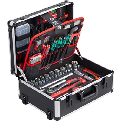 Imagen de Meister 8973770 maletín piezas, calidad, mango telescópico, profesional lleno, ruedas, caja de herramientas, 238 Teile