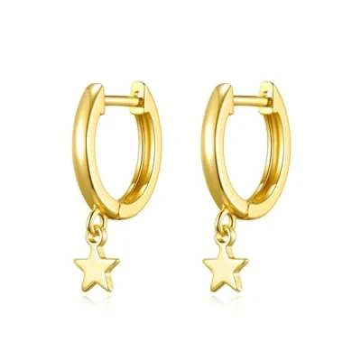 Imagen de Pendientes de aro con colgante estrella chapados en oro