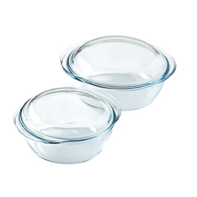 Imagen de Pyrex 4 in 1 Juego de 2 ollas 1,6 l y 2,3 Cristal borosilicato Cocción al vapor Compatible con microondas, lavavajillas Made France