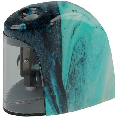 Imagen de Westcott Sacapuntas eléctrico Pouring Art y Mármol con recipiente, alimentado por batería, sacalatas E 55060 BLUE