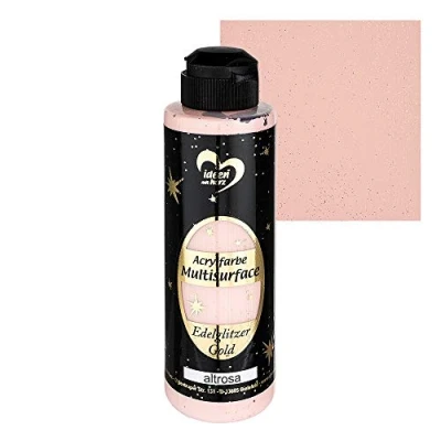 Imagen de Ideen mit Herz Pintura acrílica Multisurface con purpurina noble, color universal a base de agua, brillo dorado brillante, 180 ml (rosa viejo)