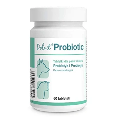 Imagen de DOLFOS Dolvit Probiótico 60 comprimidos y Prebiótico para Perros/Gato Recuperación de la flora intestinal natural