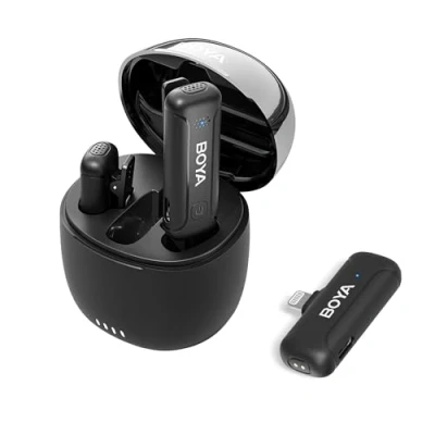 Imagen de BOYA BY WM3T micrófono inalámbrico para iPhone, de iPhone grabación Video con reducción Ruido y transmisión 100 m, Tiempo Trabajo 32 Horas iPad