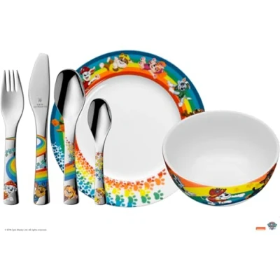 Imagen de WMF La Patrulla Canina Vajilla para niños 6 piezas, incluye plato, cuenco y cubertería (tenedor, cuchillo de mesa, cuchara pequeña) (WMF Kids infantil)