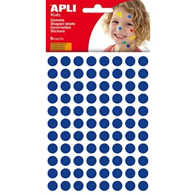 Imagen de APLI Kids 13231 Bolsa de gomets redondos 10 mm, color azul, 6 hojas
