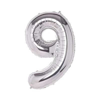 Imagen de Super Mundo Globos de Cumpleaños 9 Plateado,45 CM Globo 9,Globo Numero Cumpleaños,Decoracion Niñas,Globos Numeros para Fiestas(Numero 9,Plata,45 cm)