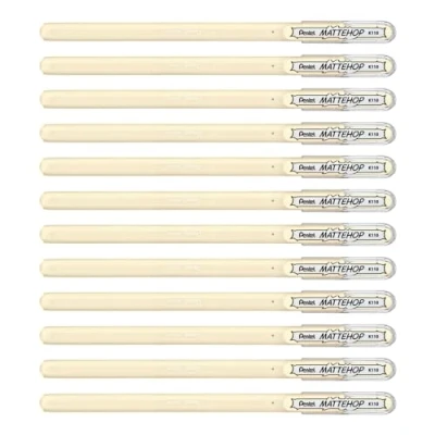 Imagen de Pentel Mattehop Juego de 12 bolígrafos gel (1,0 mm), color blanco