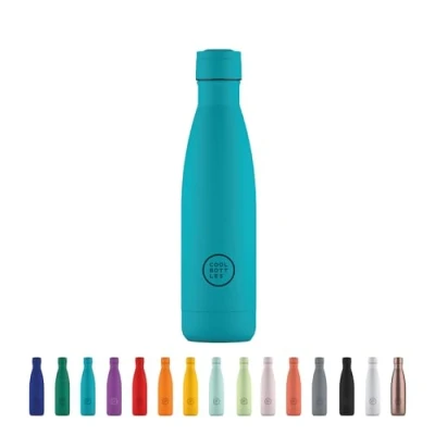 Imagen de Cool Bottles Botella de Agua Acero Inoxidable 500 ml Vivid Turquoise 26,5 x 7 cm Térmica Hermética Bebidas frías 36 horas y calientes 18 Triple Technology Sin BPA