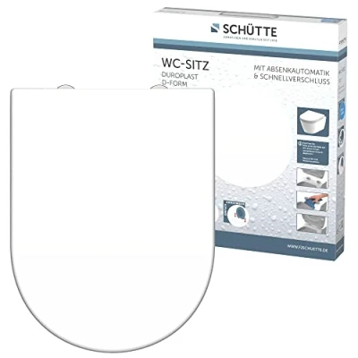 Imagen de Schüte 82910 Asiento de inodoro (duroplast, tapa bajada lenta, cierre rápido), color blanco