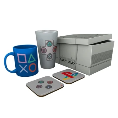 Imagen de GB eye PlayStation Classic Taza de cristal 400 ml y 2 posavasos, caja regalo coleccionable