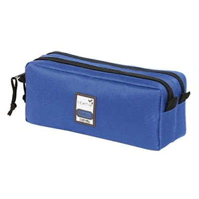 Imagen de Viquel trousse Double compartiment Teknik rectangulaire 2 poches Estuches 22 Centimeters Azul (Bleu)