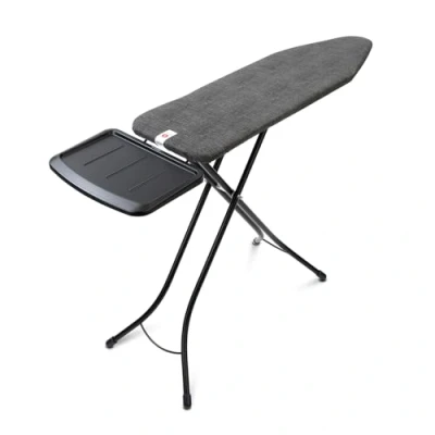 Imagen de Brabantia Mesa de Planchar B con Soporte Sólido Unidad Vapor Universal Ajustable para Diestros y Zurdos No se Desliza Araña Plegable Denim Negro 124x38 cm