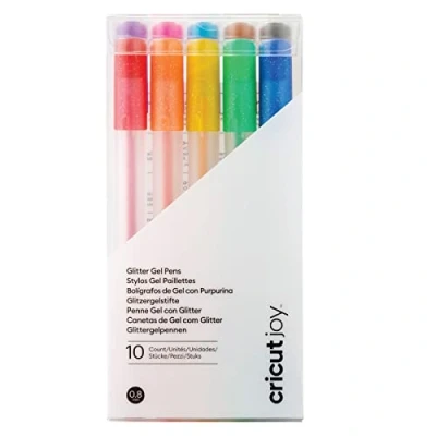 Imagen de Cricut Bolígrafos de gel purpurina Joy 0,8 mm, Arcoíris (10 uds)