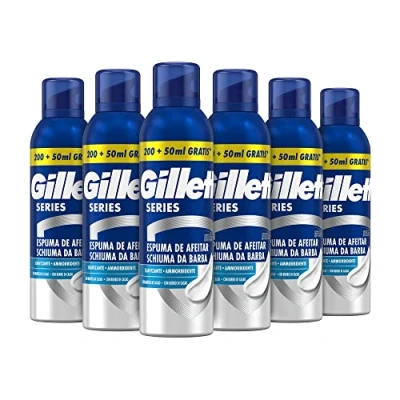 Imagen de Gillette Series Espuma De Afeitar Suavizante Con Manteca Cacao Protección Total Ante La Irritación Para Maquinilla Hombre, 250ml x6