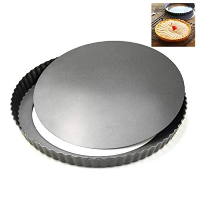 Imagen de LUUFAN Sartén Antiadherente De La Tarta Cacerola del Quiche con Parte Inferior Floja, Lata Redonda Flan Estriado (28cm/11inch)